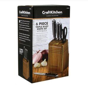 CraftKitchen Classic Collection 6 Piece Triple Rivet Knife Block Set